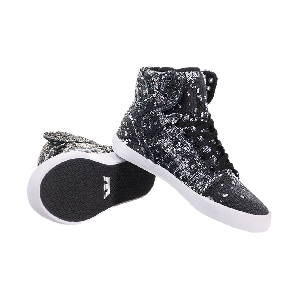 Baskets Montantes Supra SkyTop Noir Blanche White/White-White Femme | TKR-77007018